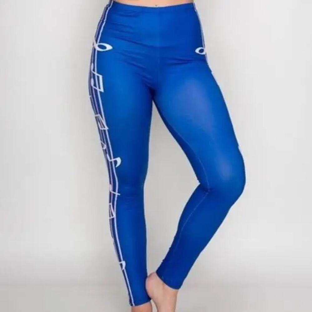 Stasia Blue Notes: 3D Musical Graphic Leggings Plus Size 1X/2X Callie Lives - Picture 3 of 9